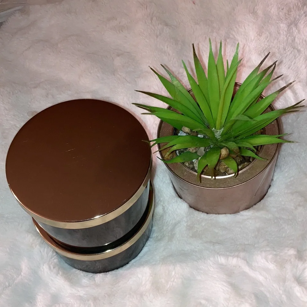 🆕Z Gallerie Multi-Use Storage Duo Two Ceramic Canisters;Goldtone Cushioned lids